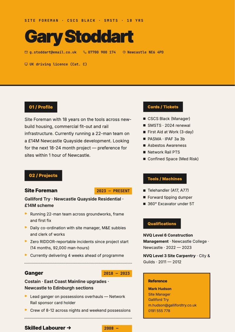 Forge CV template — ATS-optimised UK design
